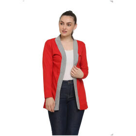 DDASPRATION Women's Cotton Shrug (Boder,Red)