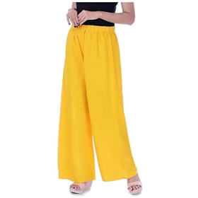BREK GIRLYZ Attire Women's Latest Trendy Stylish and Fashionable Designer Casual Rayon Palazzo for Women and Girls(Free Size) (Yellow)
