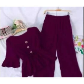 Contemporary Crepe Solid Top and Palazzo Set For Women