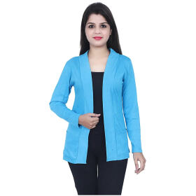 Classy Blue Cotton Blend Shrug For Women