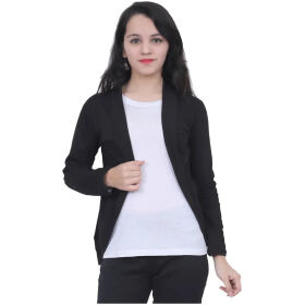 Classy Black Cotton Blend Shrug For Women