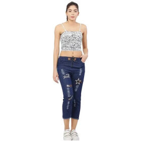 Classic Denim Patch Work Jeans for Women