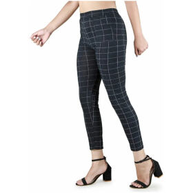 Classic Poly Lycra Checked Jegging for Women