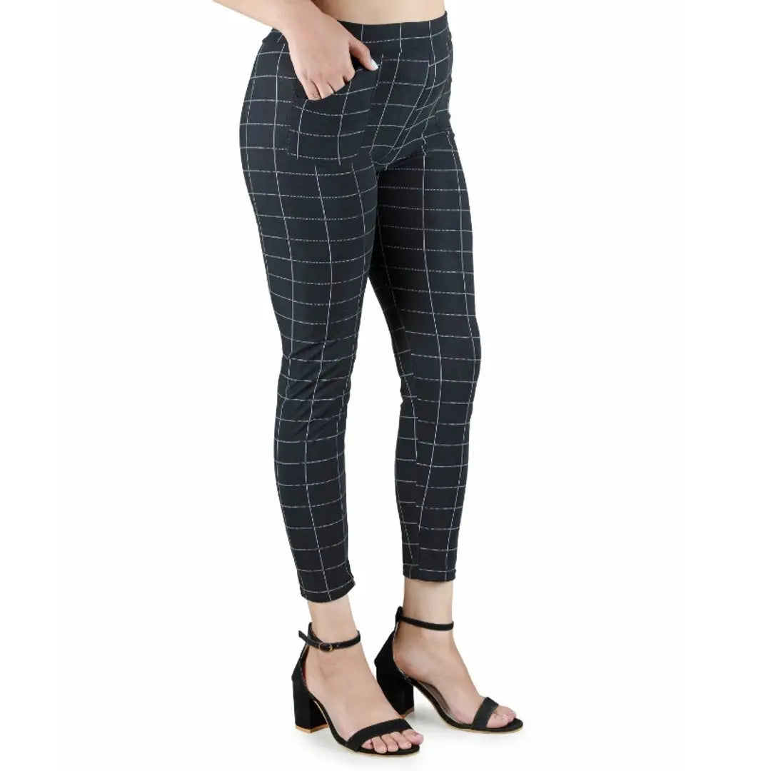 1677590297071_544A0101-originnm80prcnt Classic Poly Lycra Checked Jegging for Women