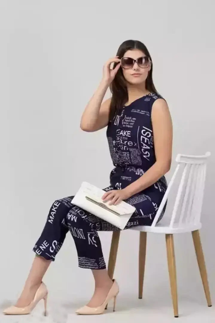 1678372606695_6-originnm80prcnt BONNIN Newspaper Print Jumpsuit Crepe Fabric Regular Fit, V Neck Sleeveless Jumpsuit For Women