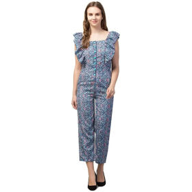 BONNIN Womens Knee Length Jumpsuit Maxi Dress Sleeveless Crepe A-Line Floral Print jumpsuit