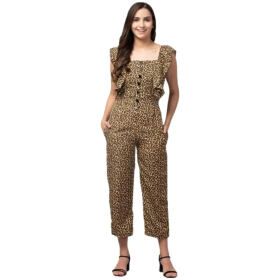 BONNIN Womens Knee Length Jumpsuit Maxi Dress Sleeveless Crepe A-Line Floral Print jumpsuit