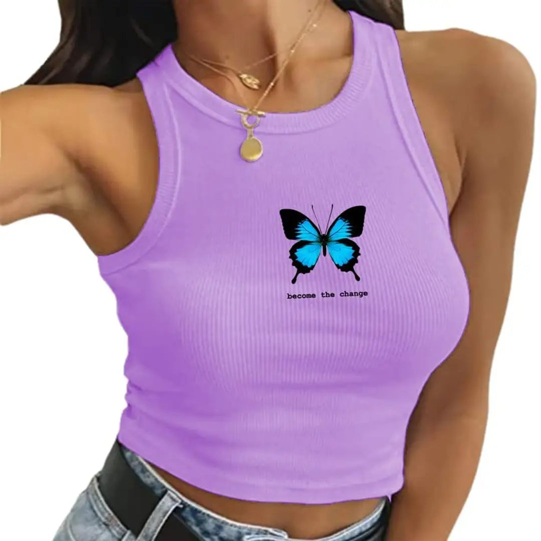 1687705262978_1-originnm80prcnt Anishq Stylish Become The Change Design Printed Round Neck Women Rib Top