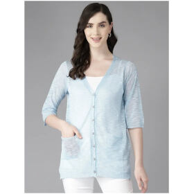 Aarika Womens Sky Blue Color Nylon Shrug