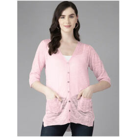 Aarika Womens Pink Color Nylon Shrug