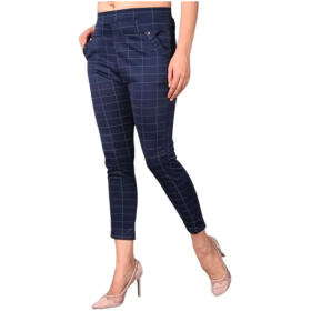 Akshita Jeggings for Women/Girls Stretchable Formals || Lycra || Causal Check (32, Blue)