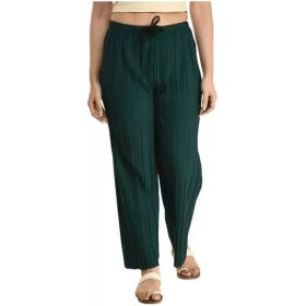 Alday Women Casual Trouser Wrinkle Palazo Freesize Green