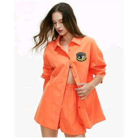 Contemporary Orange Cotton Printed Co-Ords Sets For Women