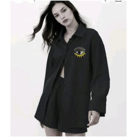 Contemporary Black Cotton Printed Co-Ords Sets For Women