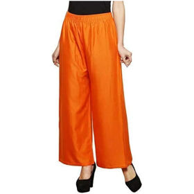 BREK GIRLYZ Attire Women's Latest Trendy Stylish and Fashionable Designer Casual Palazzo for Women 100% Polyster Salena Fabric Collection (Orange)