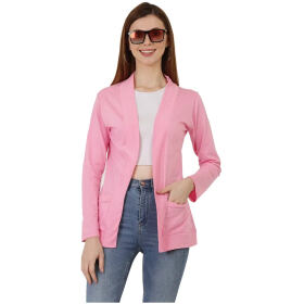 DDASPRATION Women's Pocket Shrug (Pocket,Baby Pink)