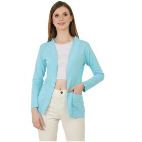 DDASPRATION Women's Pocket Shrug (Pocket,2.0 Firozi)