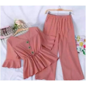 Contemporary Crepe Solid Top and Palazzo Set For Women