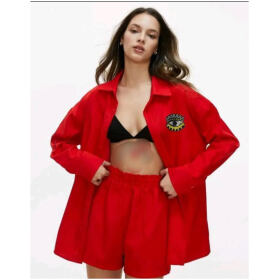 Contemporary Red Cotton Printed Co-Ords Sets For Women