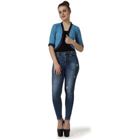 Affair Women's Poly Cotton Shrug - Blue, Small