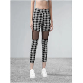 Muhuratam Womens Black Colour Checks Track Pant