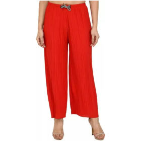 Alday Women Casual Trouser Wrinkle Palazo Freesize Red