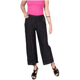 Babymart Designer Strped Trouser Ankle Pant/Jeggings with Beautiful Cross Pocket Designed with Best Comfort Casual/Formal wear. Black